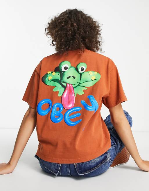 Obey boxy fit t-shirt with frog logo graphic