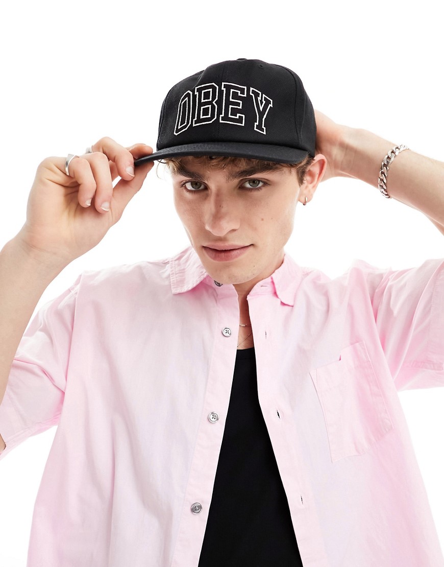 Obey branded snap back cap in black