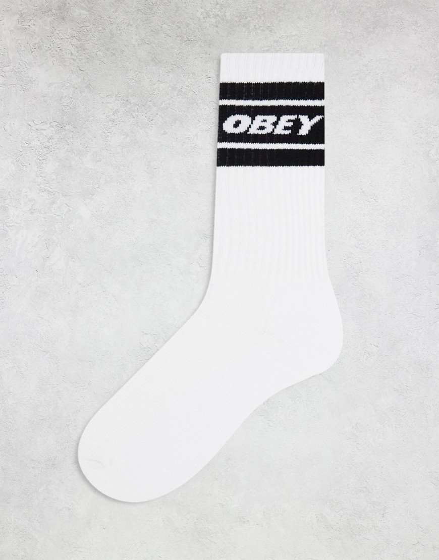 Obey branded sock in white and black
