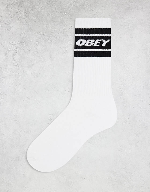 Obey - branded sock in white and black