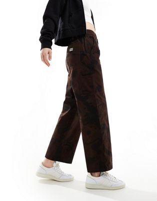 Obey brighton printed carpenter trousers in brown