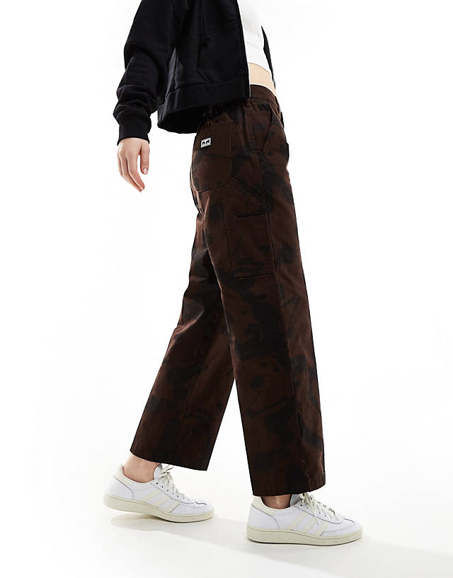 Obey - brighton printed carpenter trousers in brown