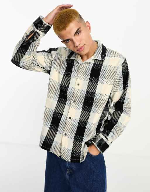 Plaid off hotsell white shirt