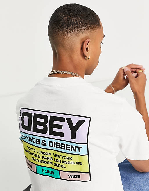 T-Shirts & Vests Obey build to last backprint t-shirt in white 