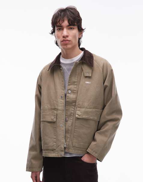 Obey caden work jacket in light brown - view 1