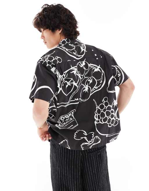 Obey - Camicia a maniche corte nera con stampa di natura morta, 2 di 4