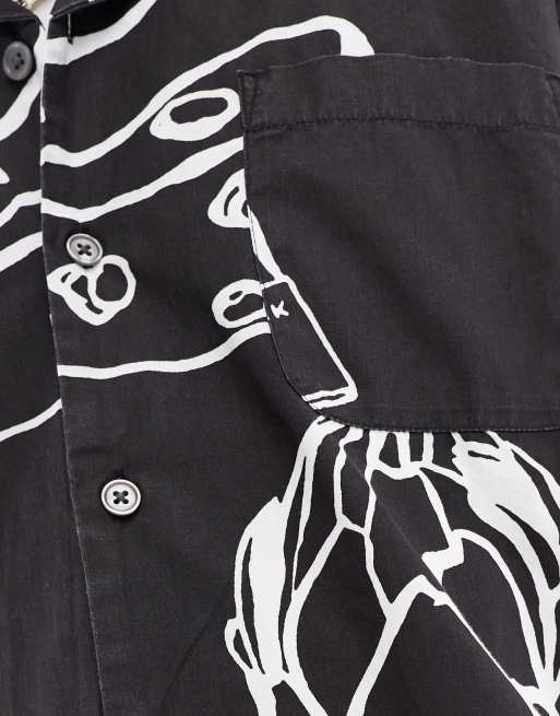 Obey - Camicia a maniche corte nera con stampa di natura morta, 4 di 4