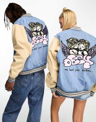 Obey care varsity unisex jacket in blue