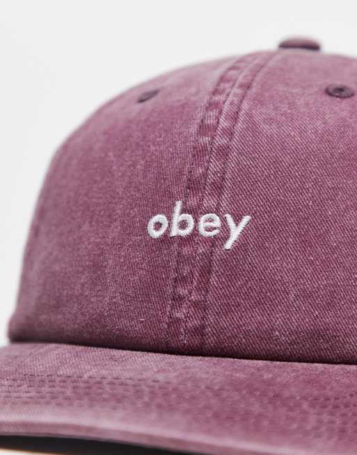 Obey - Casquette à 6 empiècements effet pigmenté avec inscription en minuscules - Rose, 3 de 3