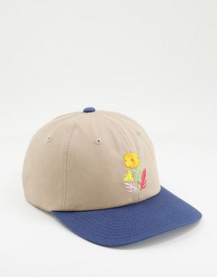 Chapeaux Obey - Casquette color block avec logo sur le devant et fleurs brodée