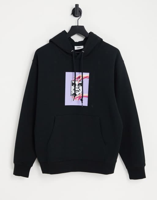 Obey chainy print hoodie in black