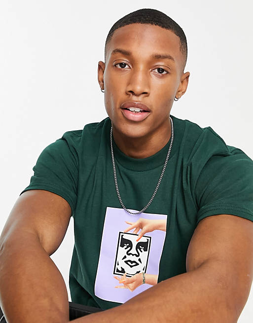 T-Shirts & Vests Obey chainy print t-shirt in green 