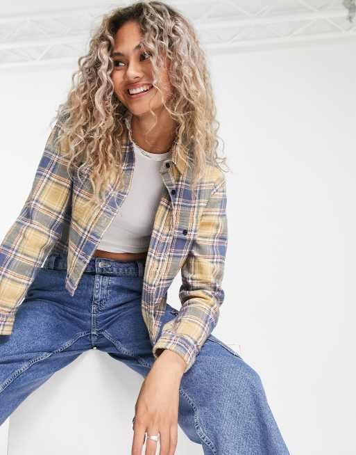 Obey checked flannel shirt in vintage blue