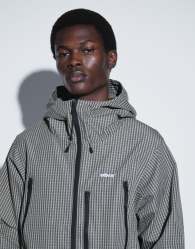 Obey checked zip through hooded jacket in multi