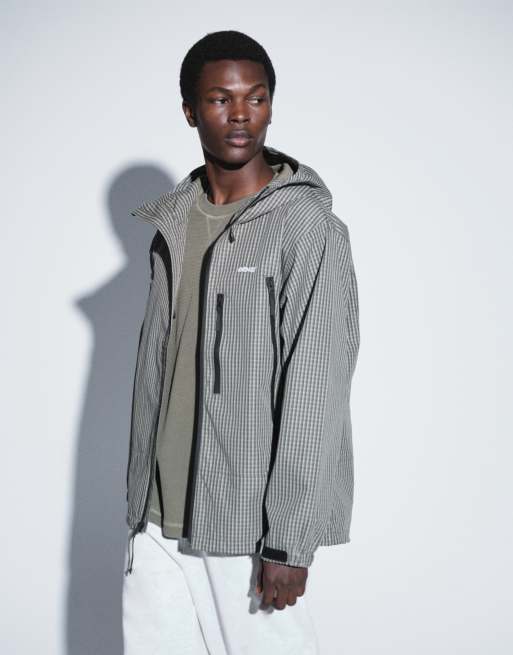 Obey checked zip through hooded jacket in multi, 3 of 5