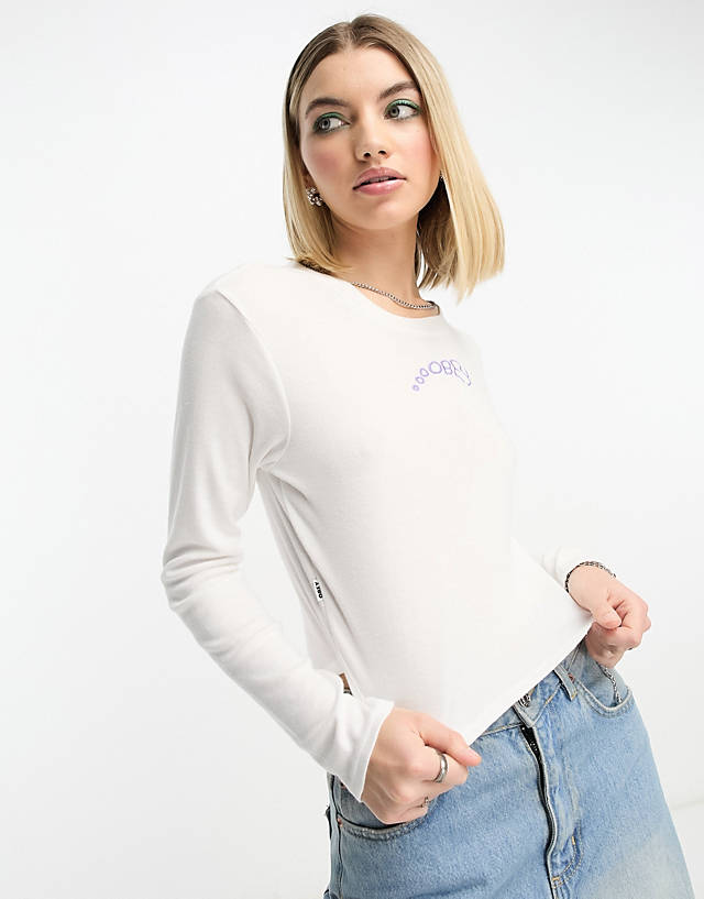 Obey - chloe cropped long sleeve top in white