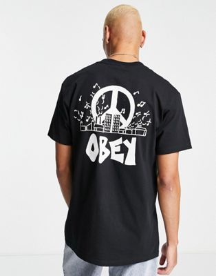 Obey city block backprint t-shirt in black