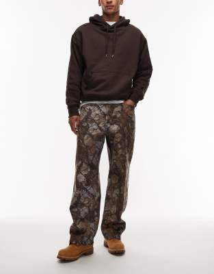 Obey Obey classic baggy denim jeans in brown camo
