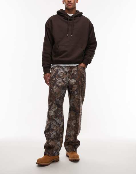 Obey classic baggy denim jeans in brown camo