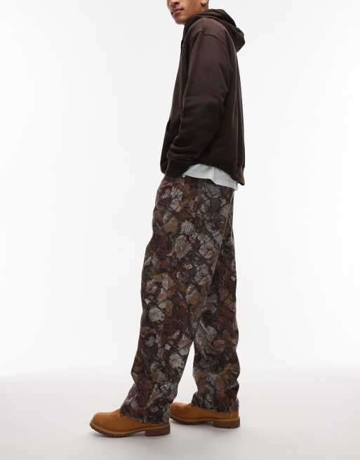 Obey classic baggy denim jeans in brown camo, 2 of 5
