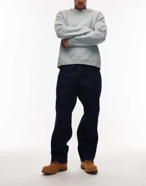 Obey classic baggy denim jeans in dark indigo wash