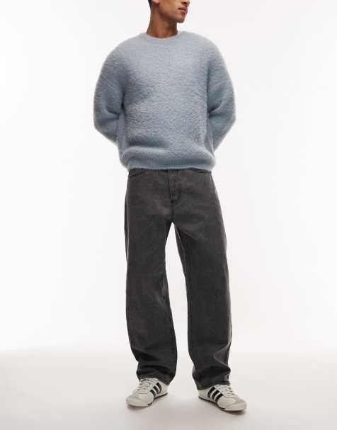 Obey classic baggy denim jeans in black wrinkle wash