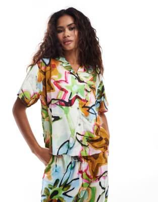 Obey co-ord print shirt in mutli-Multi