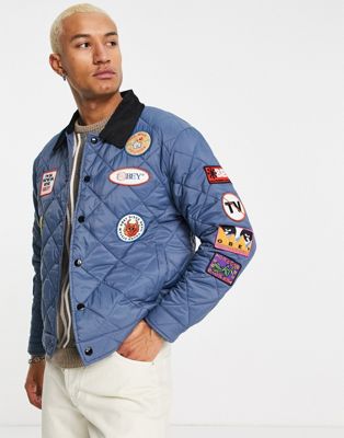 Obey collectors quilted jacket in blue