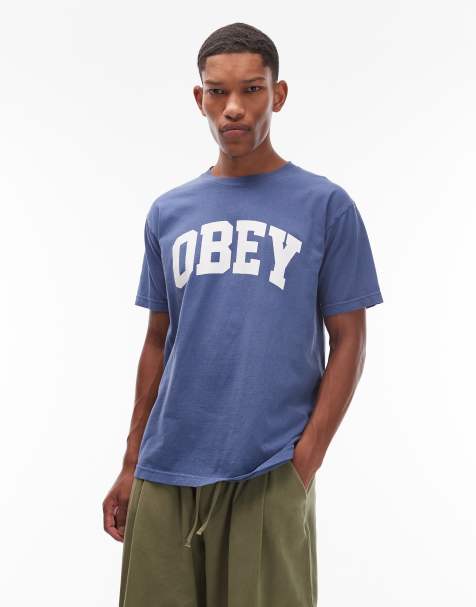 Obey – College-T-Shirt in Dunkelblau - view 1