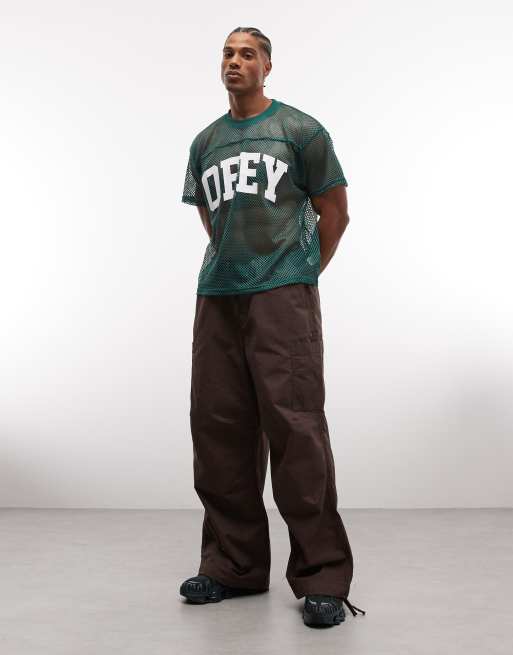 Obey collegiate practive mesh jersey top in green, 3 of 5