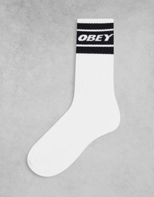 Obey cooper 2 socks in white with black bands