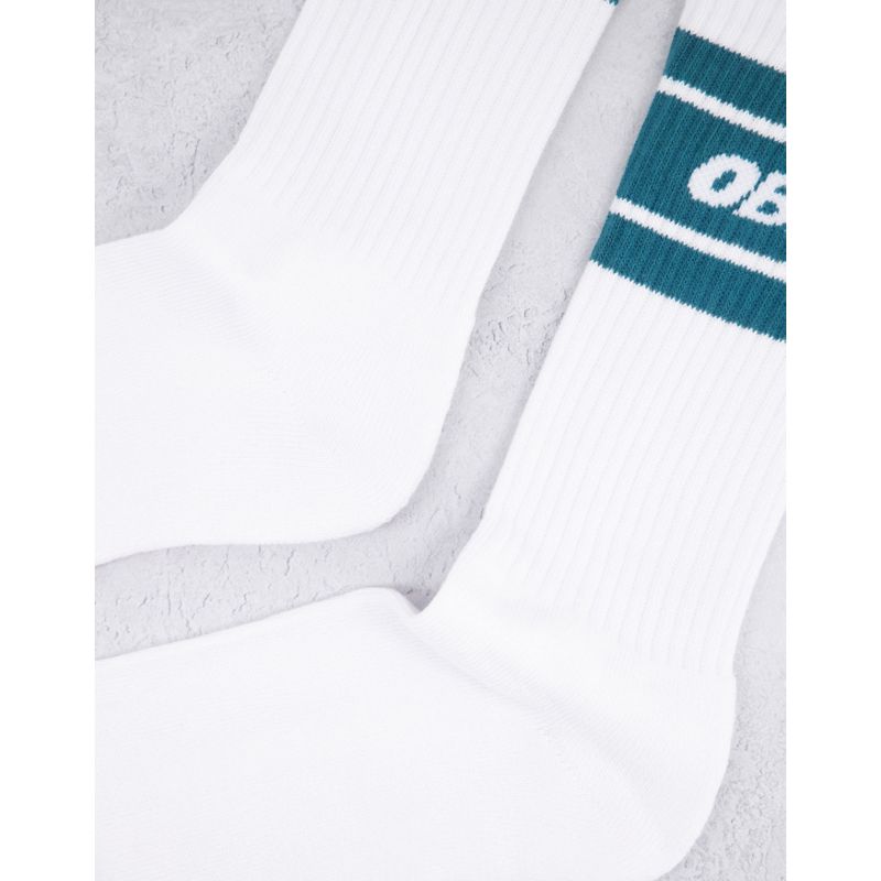 Obey – Cooper II – Weiße Socken mit Markendesign in Blau