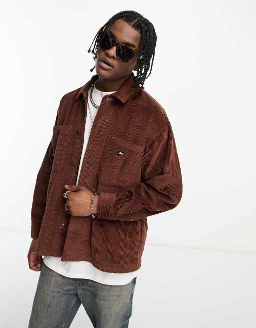 Obey – Cord-Hemdjacke in Braun
