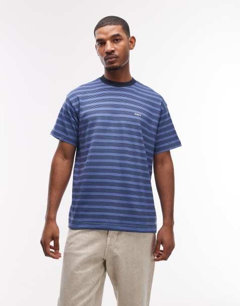 Obey cordell short sleeve striped t-shirt in blue - view 1