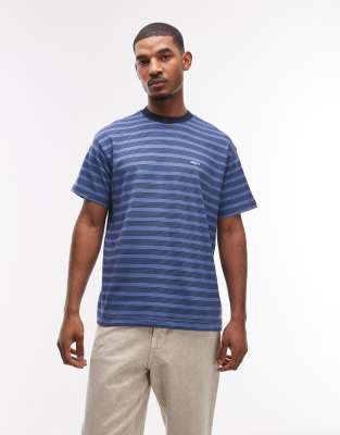 Obey - Cordell - T-shirt rayé à manches courtes - Bleu