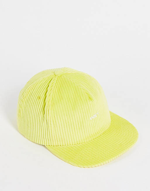 Obey corduroy snapback cap in yellow