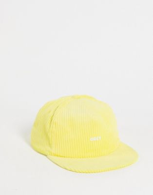 Obey corduroy snapback cap in yellow