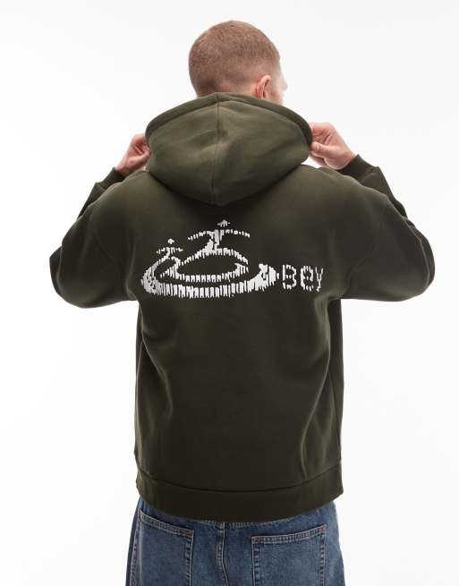 Obey – Corp – Gruba zakładana przez głowę bluza z kapturem oversize w kolorze khaki z nadrukiem