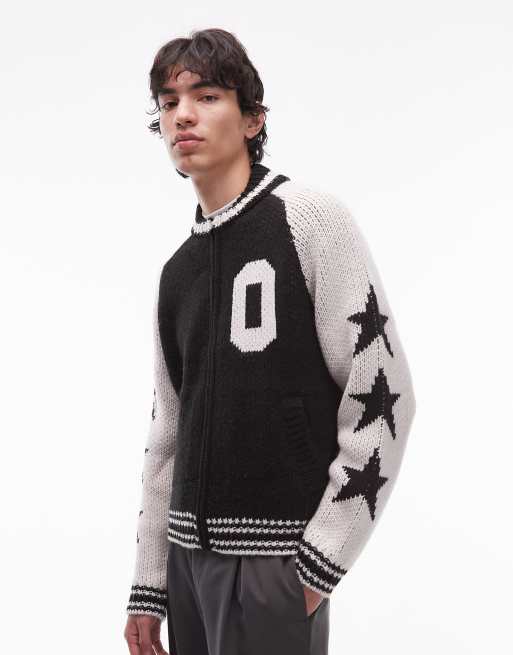 Obey – Cowichan – Strickjacke in Schwarz und Weiß mit Logomotiv auf dem Rücken, 3 von 5