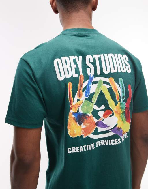 Obey - Creative Services - T-shirt met grafische print op de achterkant in groen, 5 van 5