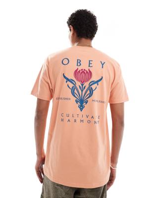 Obey Obey cultivate harmony graphic t-shirt in orange