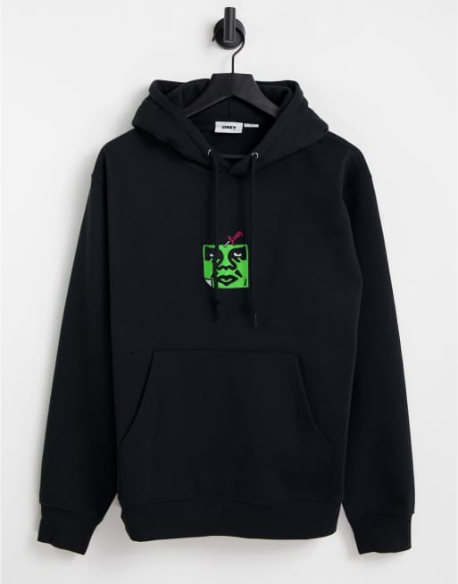 Obey – Czarna bluza z kapturem i haftem