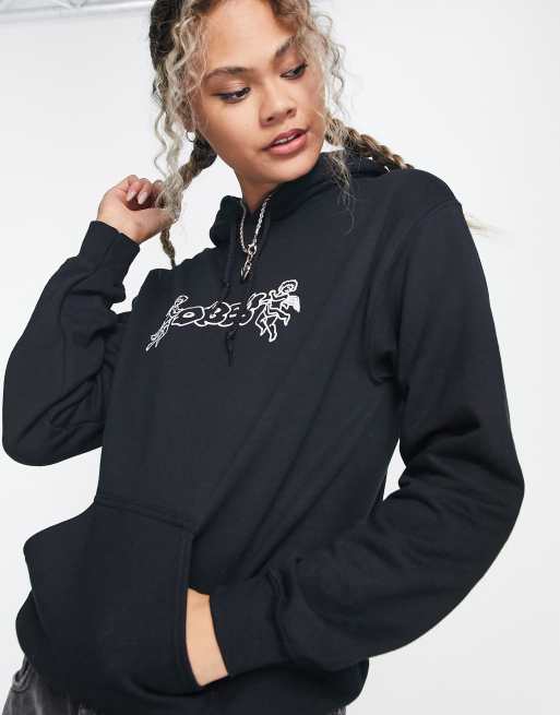 Obey – Czarna bluza z kapturem z motywem cherubinów, 3 z 4