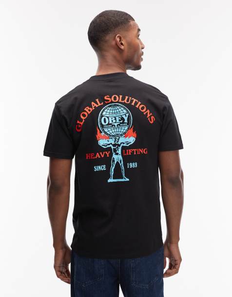 Obey – Czarny T-shirt z nadrukiem „Heavy Lifting“ - view 1