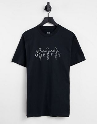 Obey dance with us chest print t-shirt in black