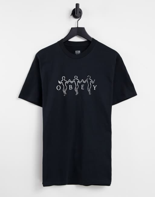 Obey - Dance with us - T-shirt imprimé sur le devant - Noir