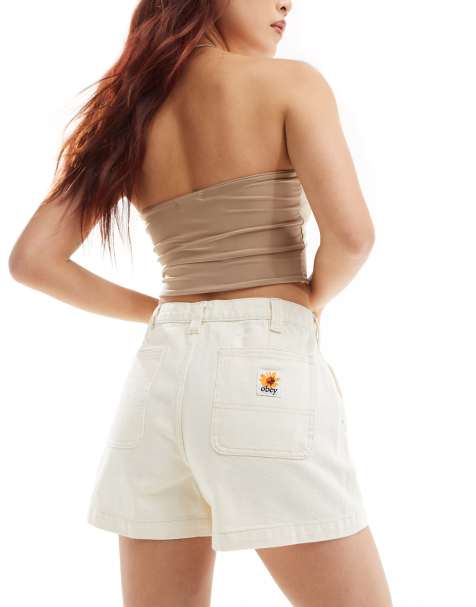 Obey - Dania - Short en jean - Blanc cassé - view 1