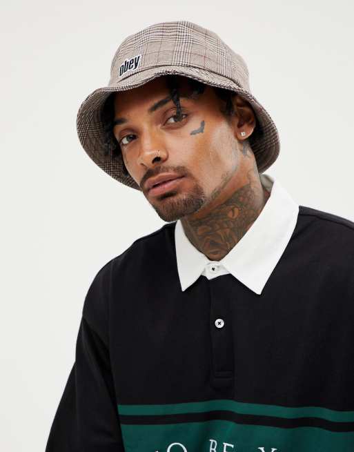 Obey Dayton check bucket hat