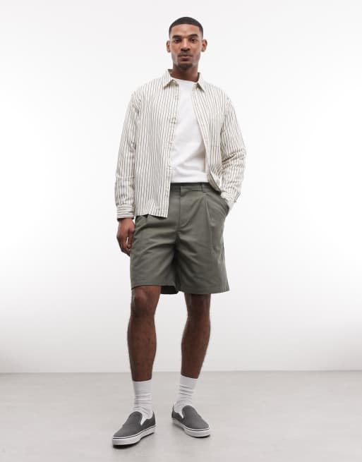 Obey dean pleated shorts in khaki, 2 of 5