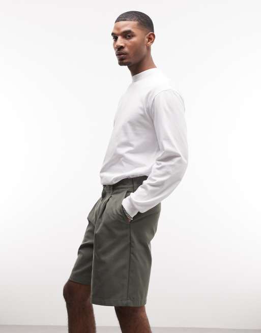 Obey dean pleated shorts in khaki, 3 of 5
